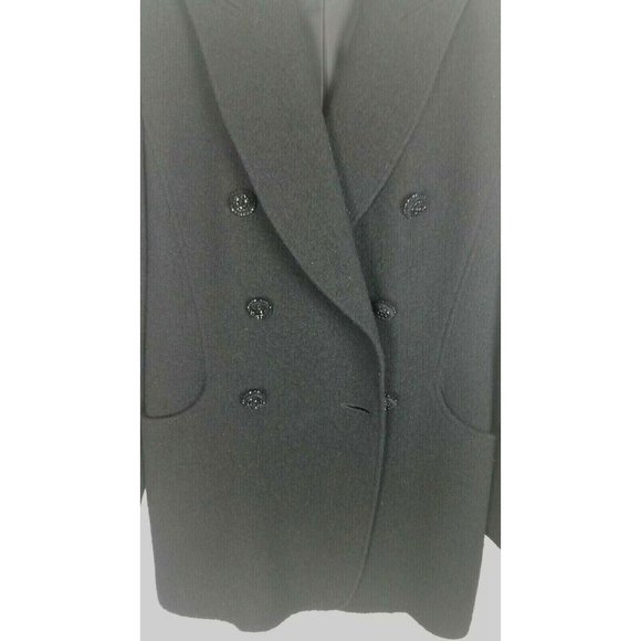 Henri Bendel Sz. US 6 Black Textured Wool Double Breasted Jacket Dressy Buttons - Picture 3 of 12